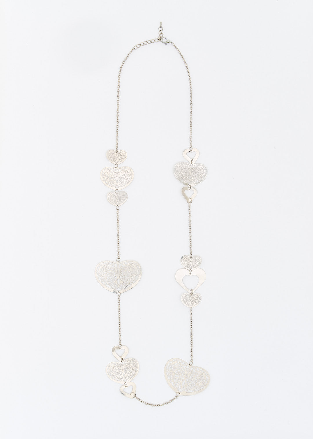 24.Argenta – Collana con Catena e Cuoricini in Metallo Stampati
