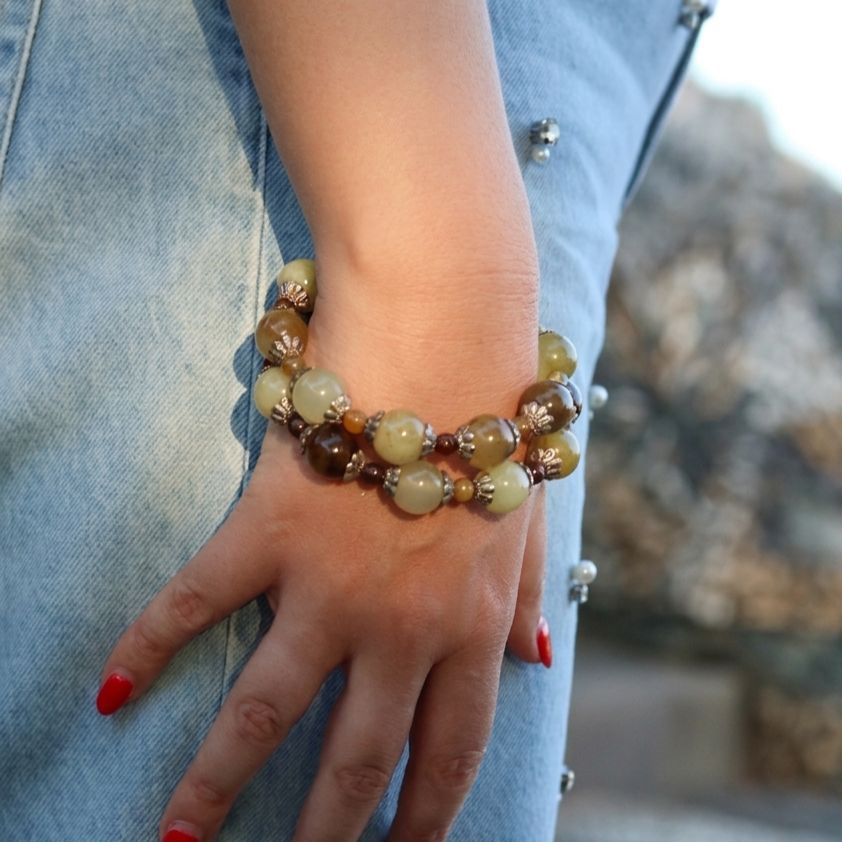28.Viola – Set di 2 Bracciali in Agata e Corniola