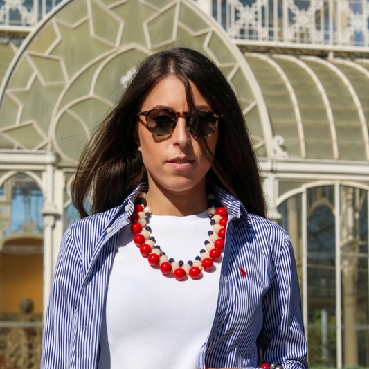 28.Albor – Collana con Perle in Resina Leggera su Tre Livelli